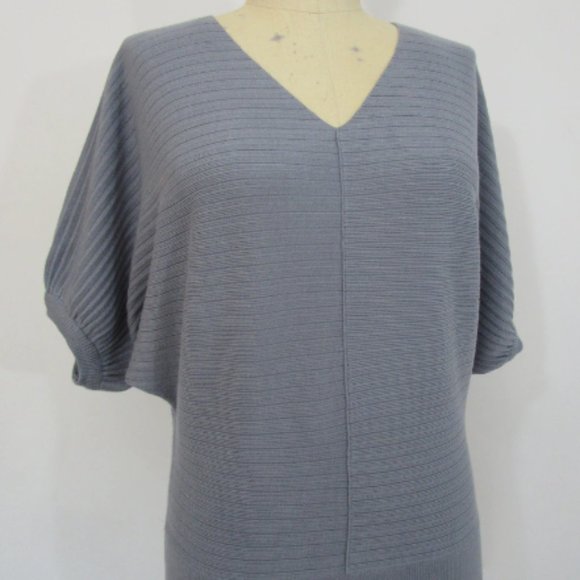 S Dolman Pullover Knit Sweater V Neck Viscose Rib - Picture 2 of 5